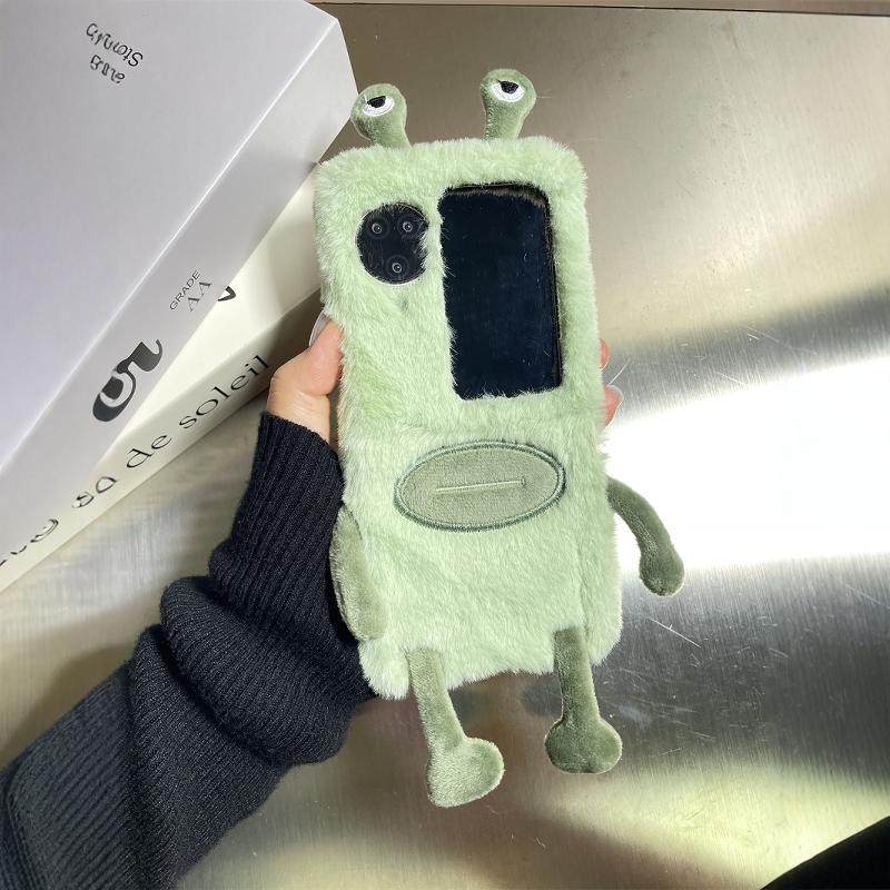 搞怪毛绒青蛙适用华为Pocket2手机壳立体卡通P50Pocket折叠屏保护套oppoFindN3Flip全包vivoX