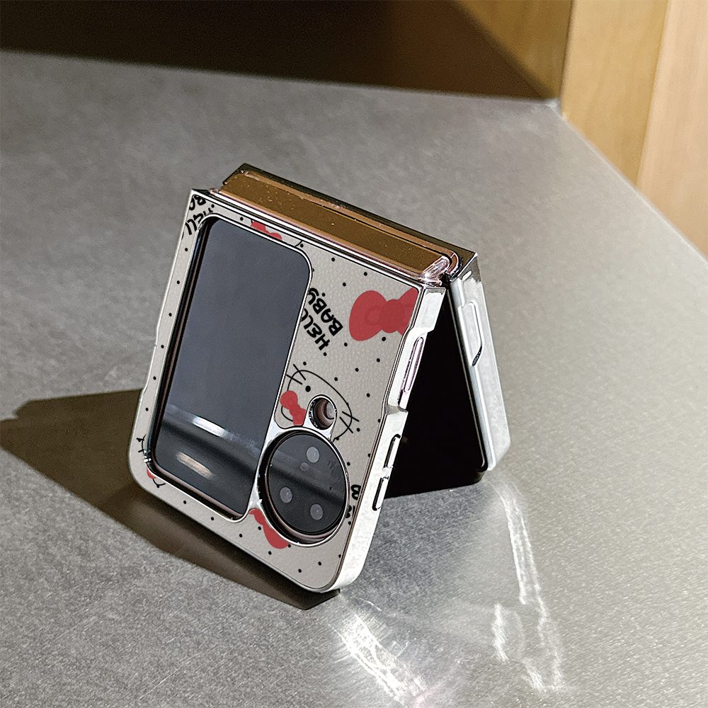 领结米菲兔KT猫皮纹折叠屏手机壳