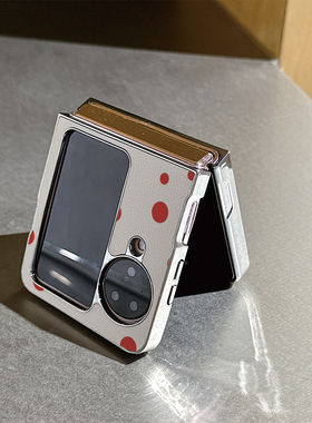 红色波点南瓜适用oppofindN3flip手机壳N2折叠屏华为pocket2女vivoxflip荔枝皮纹三星zflip6荣耀小米mixflip