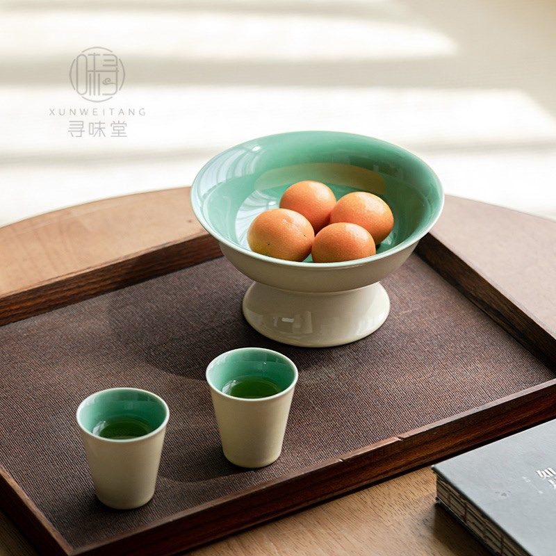 快速发货清雅色釉高脚茶点盘茶桌茶室用品 糕点T零食盘果盘 家用,餐饮具,茶道/零配,淘宝优惠券,粉丝福利购,淘宝优惠卷