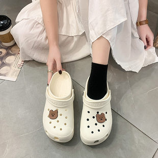 懒人Q沙滩包头半凉拖鞋 女ins防滑2025年新款 夏 凉鞋 快速发货洞洞鞋