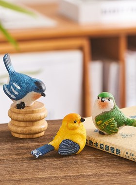 快速发货创意可爱小鸟桌面电脑办公装饰品创意治愈V系情绪摆件工