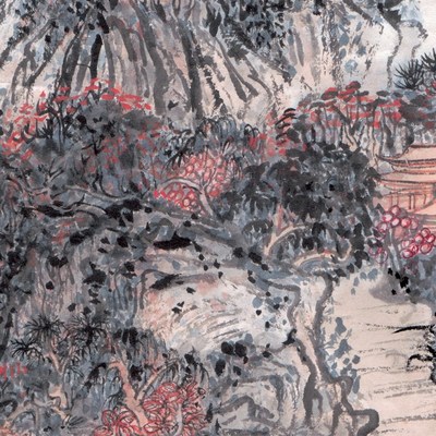 快速发货陆俨少秋山行p旅 国画名家字画装饰画芯 画心宣纸高清微