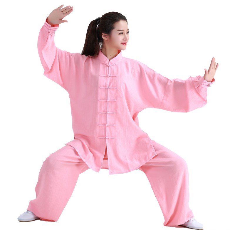 现货速发太极服亚麻棉春夏秋款中老年晨练练功服男太极拳武术表演