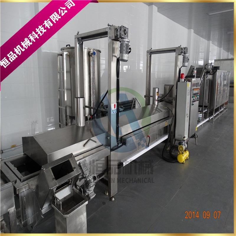 出售大型商用全自动咕咾肉油炸机设备 高产量鸡米花油炸生产线