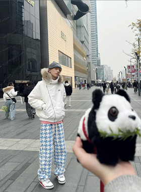 ASCA 2026FW千鸟格街头宽松直筒冬日氛围感格子休闲裤男女同款