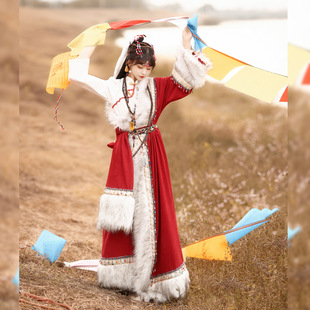 慕夏【雪域】藏袍改良异域秋冬款民族风藏元素毛领男女款艺术写真