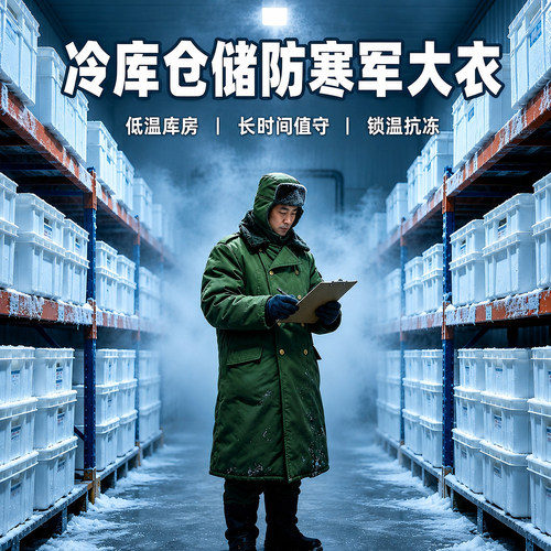 【加厚防寒冷库工作】军绿棉大衣