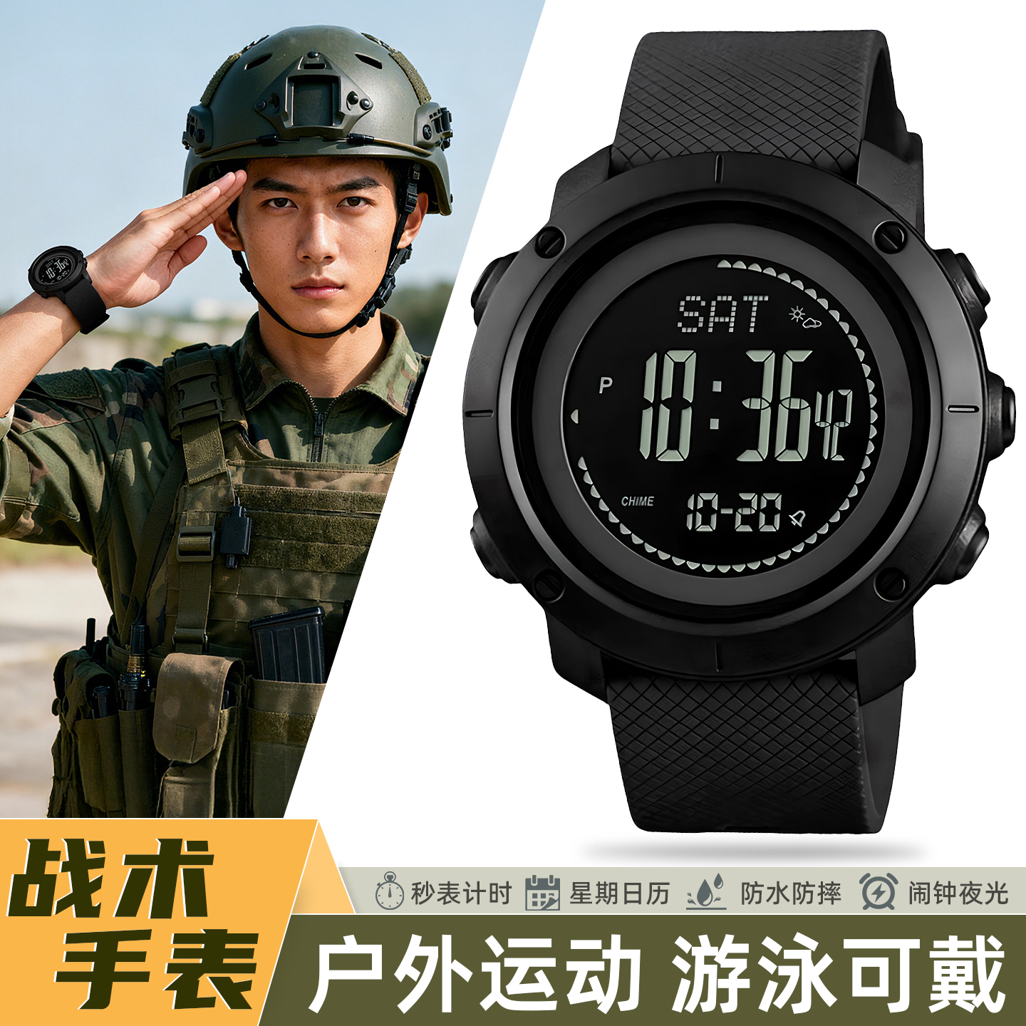 正品多功能防水军迷手表