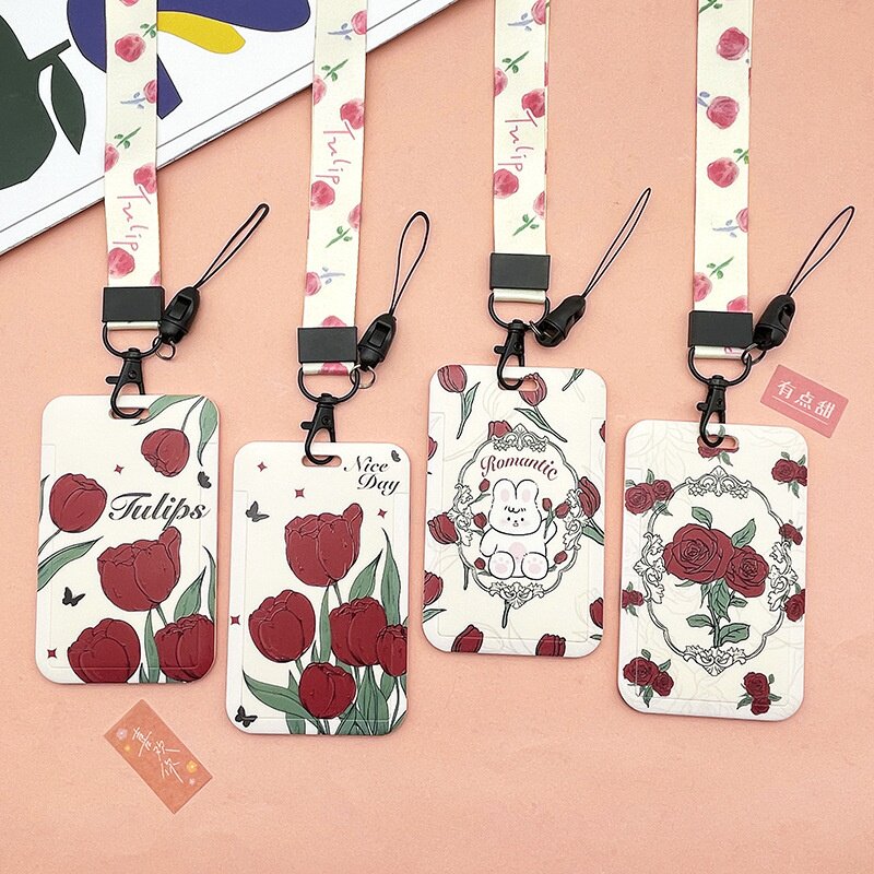 厂家批发玫瑰花朵卡套校园卡可感应卡套游戏卡门禁卡地铁卡包学生