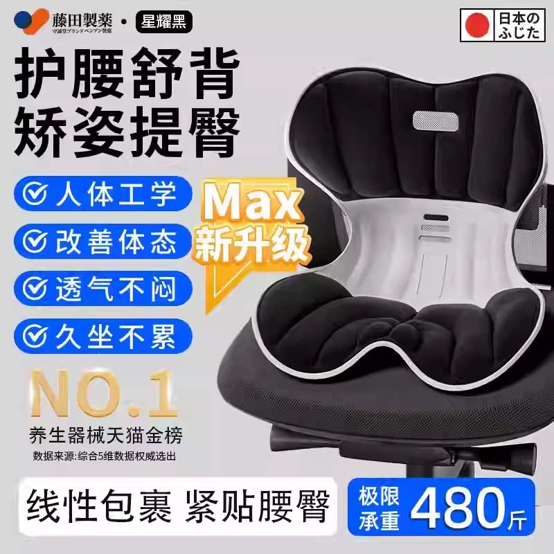 藤田制药护腰坐垫靠背办公室久坐神器舒适透气人体工学椅腰靠垫