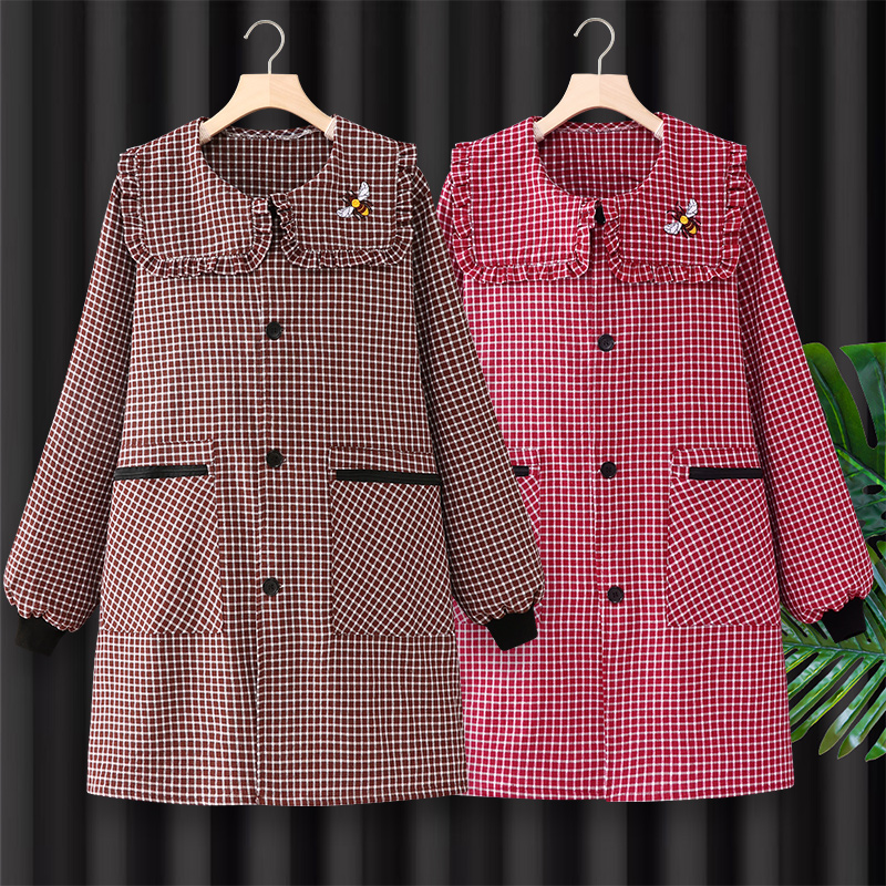 长袖纯棉罩衣冬季新款围裙