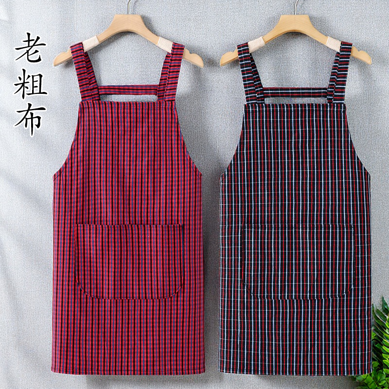 老粗布围裙厨房家用2025新款女士餐饮上班专用成人纯棉做饭工作服