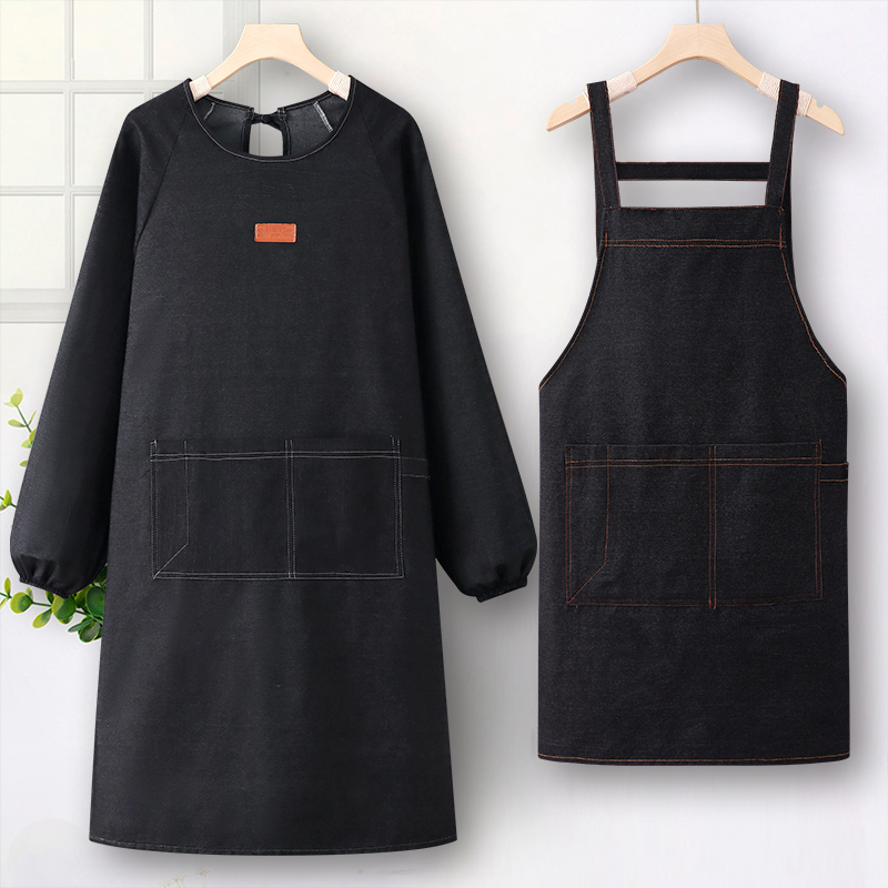 牛仔长袖罩衣定制印字围裙