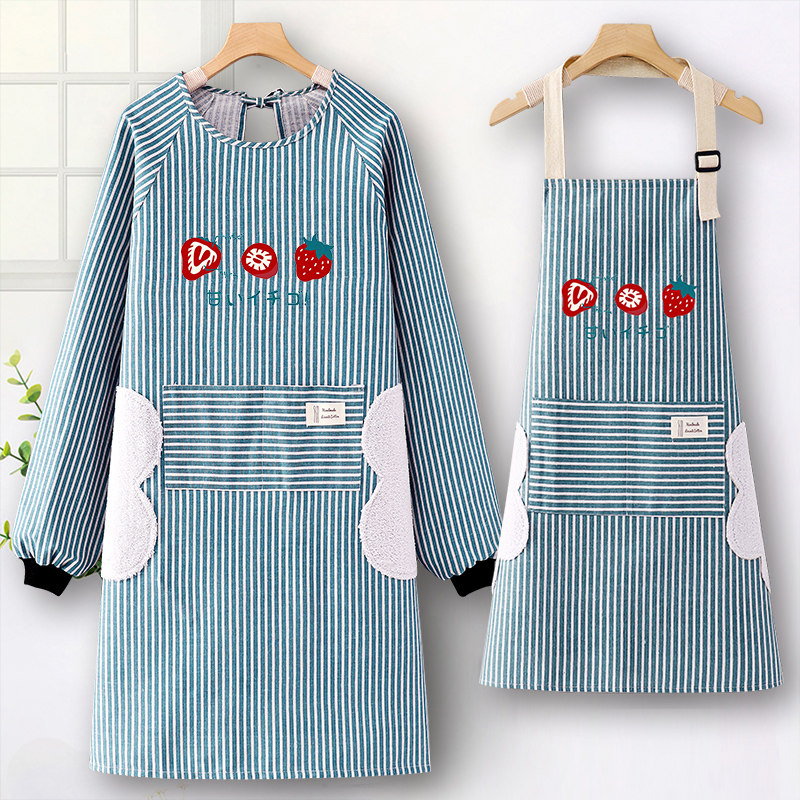 罩衣女新款可爱帆布围裙厨房家用长袖帆布护衣纯棉工作服透气围腰,家庭/个人清洁工具,围裙,淘宝优惠券,粉丝福利购,淘宝优惠卷