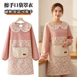 上班专用 高颜值年轻款 长袖 围裙烘焙厨房家用工作服家居罩衣女新款