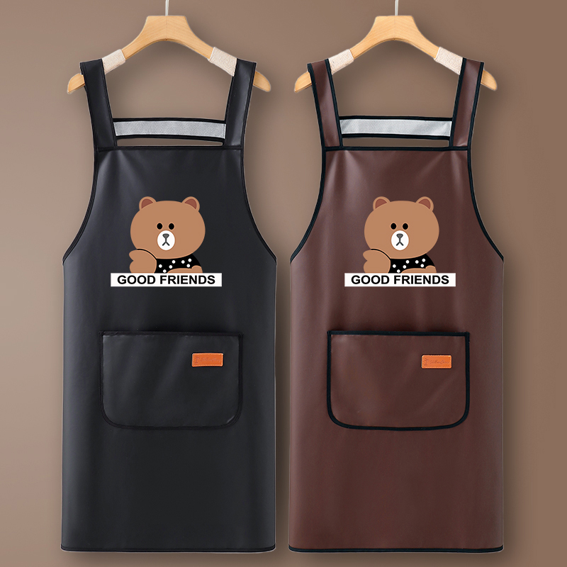 好看洋气的pu皮革围裙防油防水女士厨房家用2025新款可爱餐饮专用