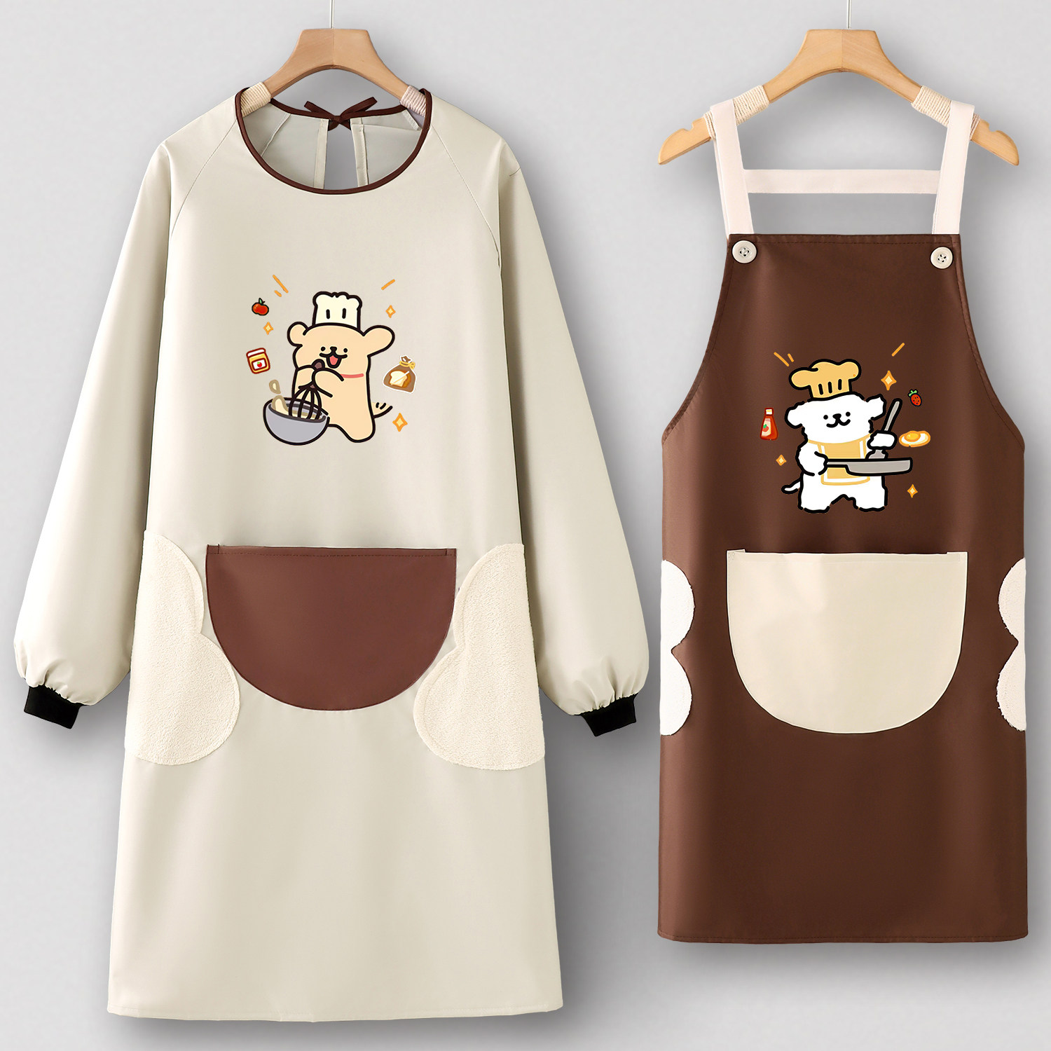 洋气可外穿罩衣女新款防尘上班围裙厨房家用男工作服定制防水防油,家庭/个人清洁工具,围裙,淘宝优惠券,粉丝福利购,淘宝优惠卷