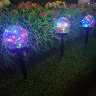 新款户外太阳能七彩透波星波球庭院明花园阳台景插观草坪灯球HJ-0