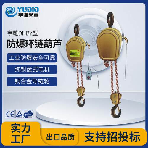 宇雕DHBY型防爆环链电动葫芦1t2TTT10吨80V吊装机铝青铜提升机