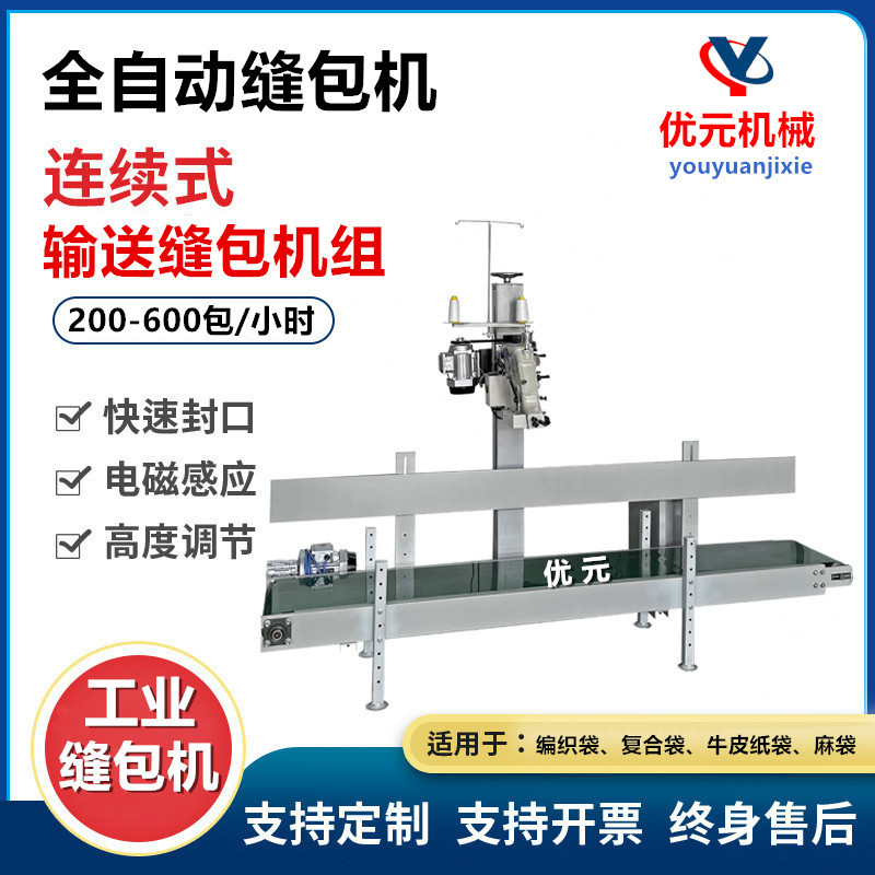 立式缝包机 编织袋输送封口机 全自动折边5-50kg敞口袋子封包机器图片
