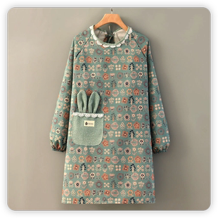 帆布长袖背带围裙防油污耐磨透气家用厨房罩衣新款工作服围腰时尚