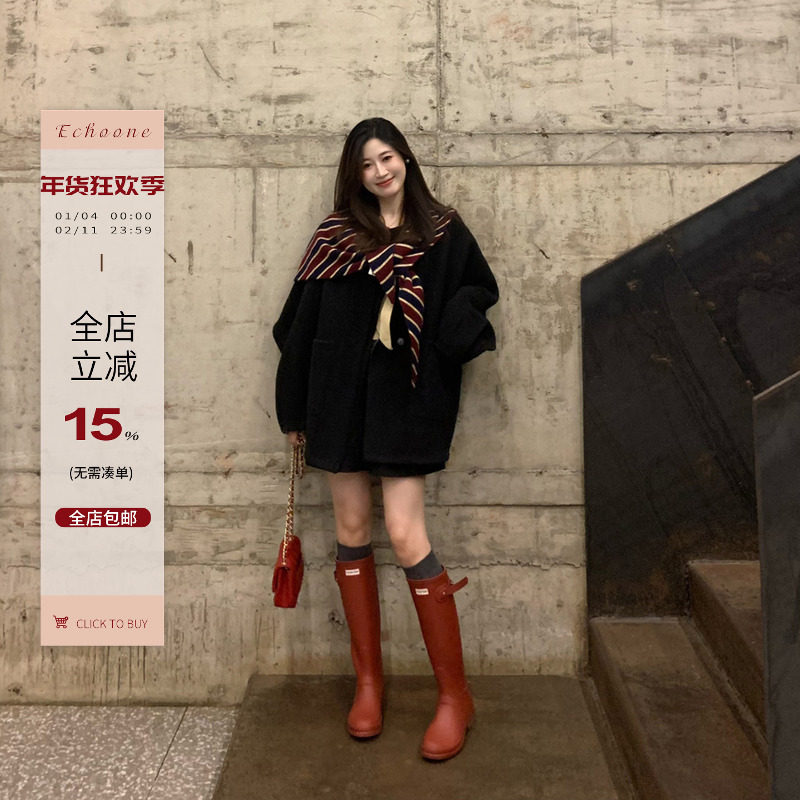 Echoone  灰调Romance 深灰撞浅灰色双面羊绒慵懒大衣女毛呢外套,女装/女士精品,毛呢外套,淘宝优惠券,粉丝福利购,淘宝优惠卷