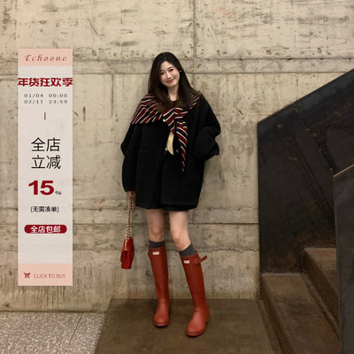 深灰撞浅灰双面羊绒慵懒大衣