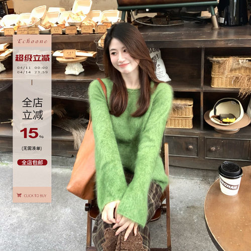 炒鸡柔软100山羊绒拉毛套头毛衣