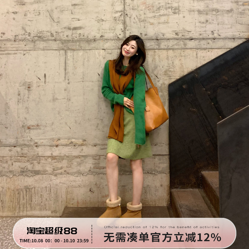 Echoone羊绒套头绿毛衣