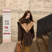 Echoone 那不勒斯之吻 英伦风优雅气质设计感撞色绑带大衣女外套