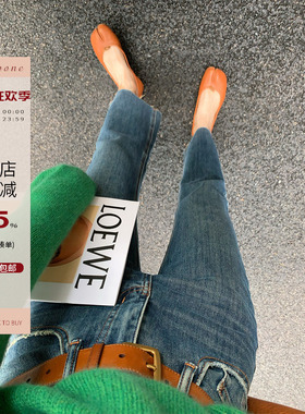 Echoone Utopia 复古蓝弹力修身牛仔裤女春夏高腰显瘦微喇九分裤