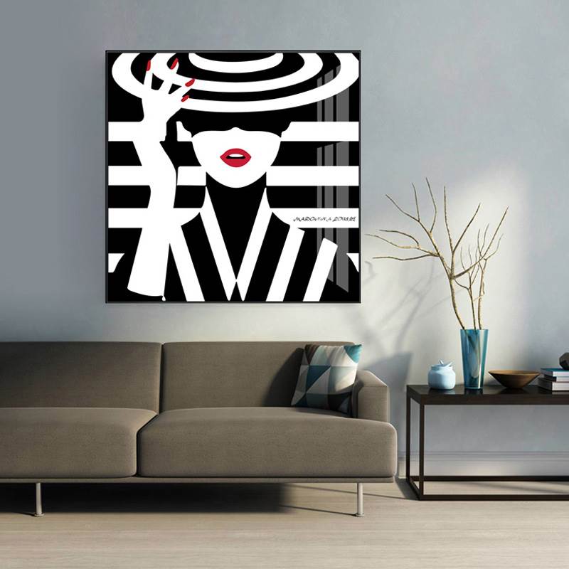 黑白人物装饰画抽象客厅卧室个性创意小众艺术美女挂画服装店壁画图片