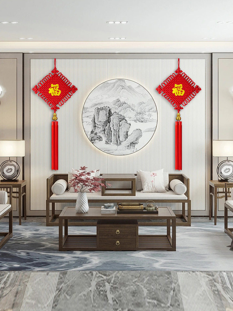 新款双线中国结挂件客厅大号电视背景墙房门玄关中式乔迁礼品挂饰