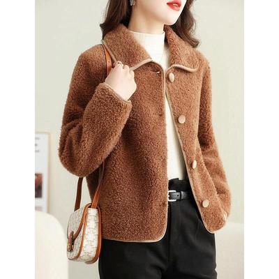 短款羊羔毛外套女冬季新款颗粒羊剪绒皮草皮毛一体小香风羊毛大衣