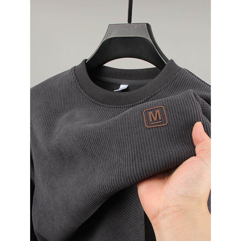 home daily 软糯糯贴心伴侣！条绒男士卫衣加绒加厚圆领潮流内搭 - SDFUJ出品