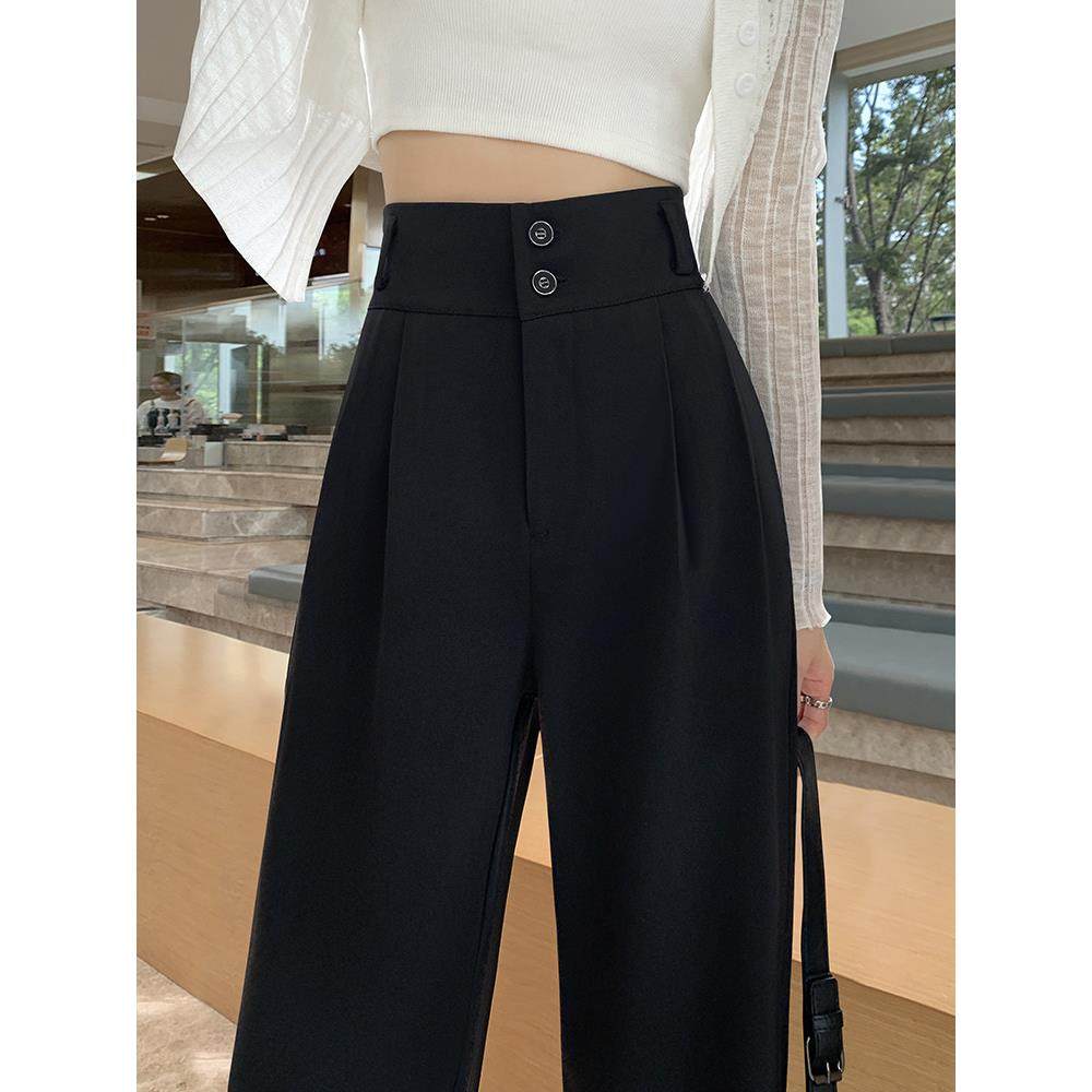 法式黑色西装裤女秋冬新款直筒高腰显瘦宽松拖地休闲加绒阔腿裤子,女装/女士精品,大码裤装,淘宝优惠券,粉丝福利购,淘宝优惠卷