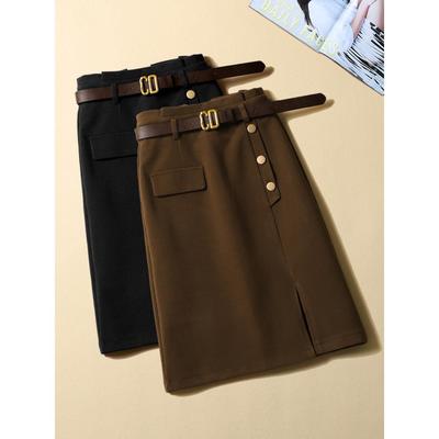 韩国中长款毛呢半身裙女2025年秋冬季新款高腰百搭时尚包臀a字裙