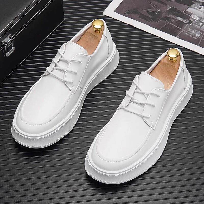 2025新款男士白色西装皮鞋透气男鞋内增高板鞋男款鞋子休闲小白鞋