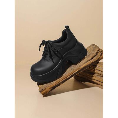 宋小茹SXR丨厚底增高7CM丨乐福鞋女2025新款秋季黑色小皮女鞋单鞋