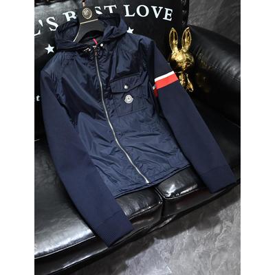 欧洲站潮牌针织袖拼接夹克衫男秋季新款修身青年防风时尚连帽外套