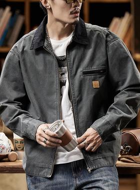 【美式复古】Ander Jurnal夹克春秋翻领做旧男士纯棉工装外套潮牌