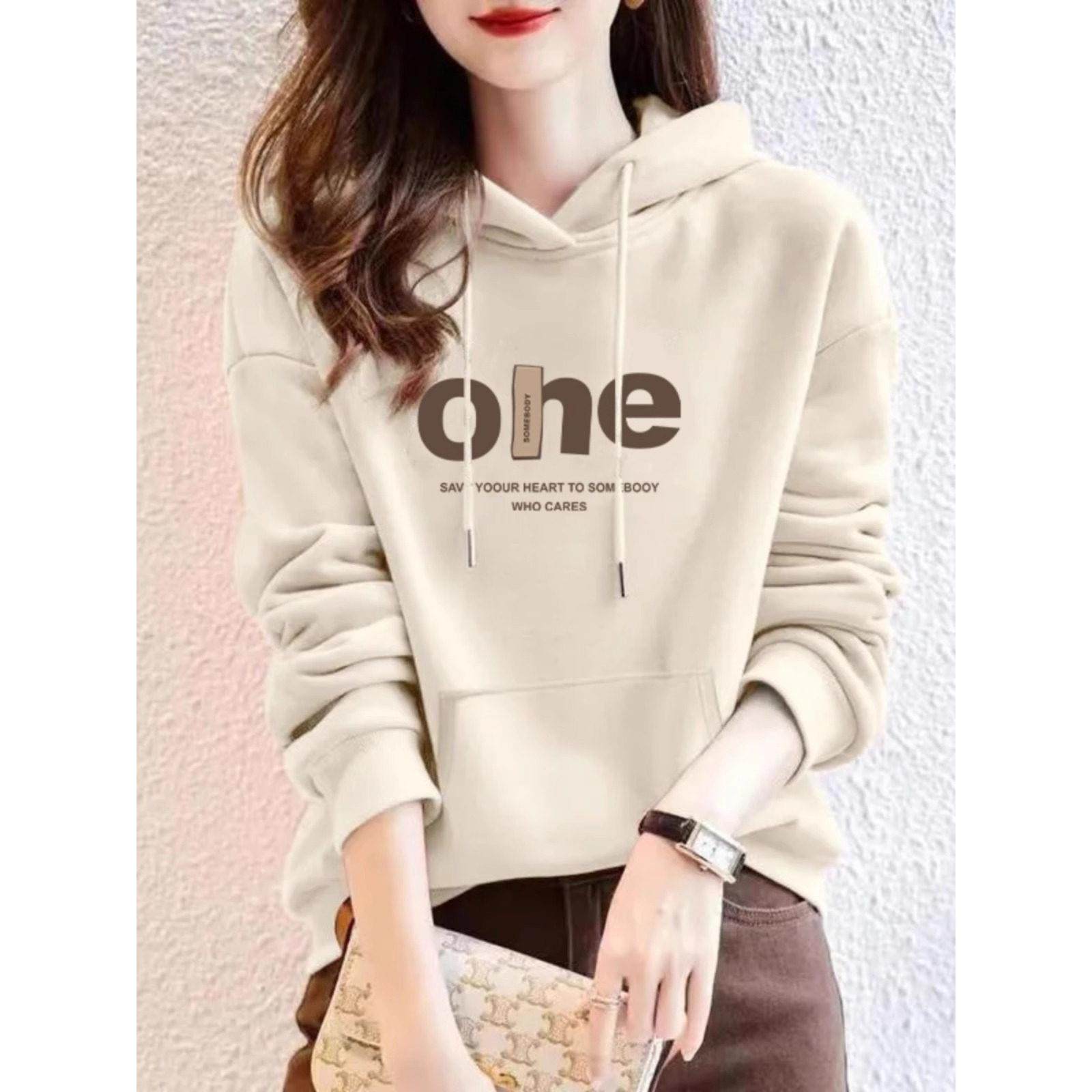纯棉连帽卫衣女士秋冬加绒2025新款宽松大码显瘦字母印花休闲上衣,女装/女士精品,真丝上装,淘宝优惠券,粉丝福利购,淘宝优惠卷