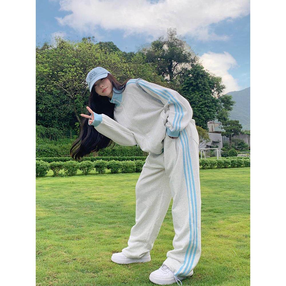 英国DGKP卫衣运动服套装女春秋学生宽松韩版慵懒风跑步休闲两件套