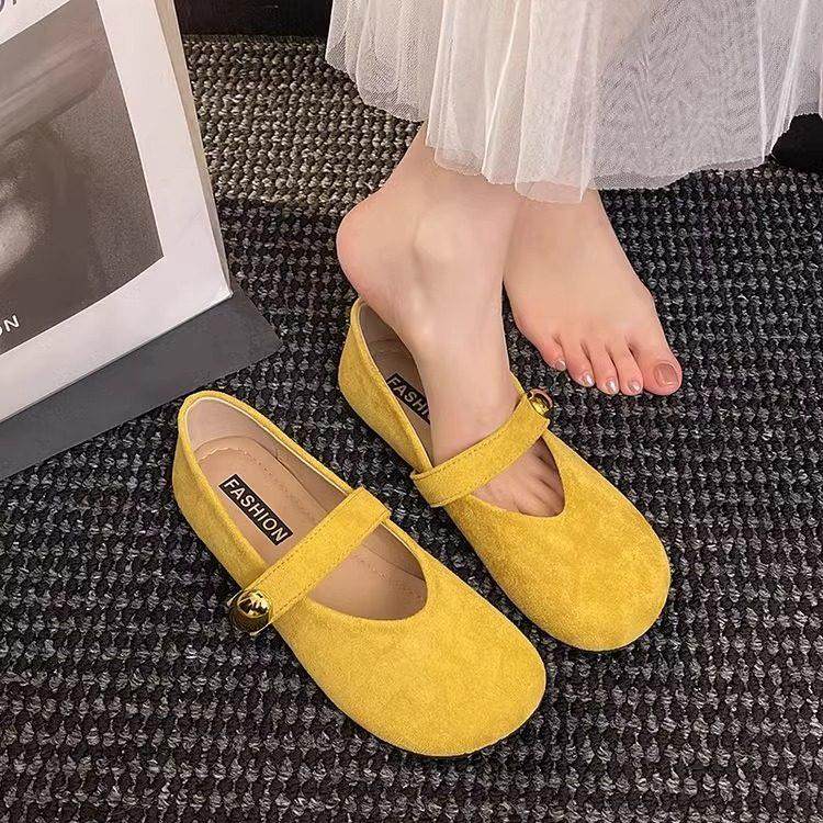 英国真皮黄色平底勃肯鞋女夏季2025新款玛丽珍浅口单鞋奶奶豆豆鞋,女鞋,穆勒鞋,淘宝优惠券,粉丝福利购,淘宝优惠卷