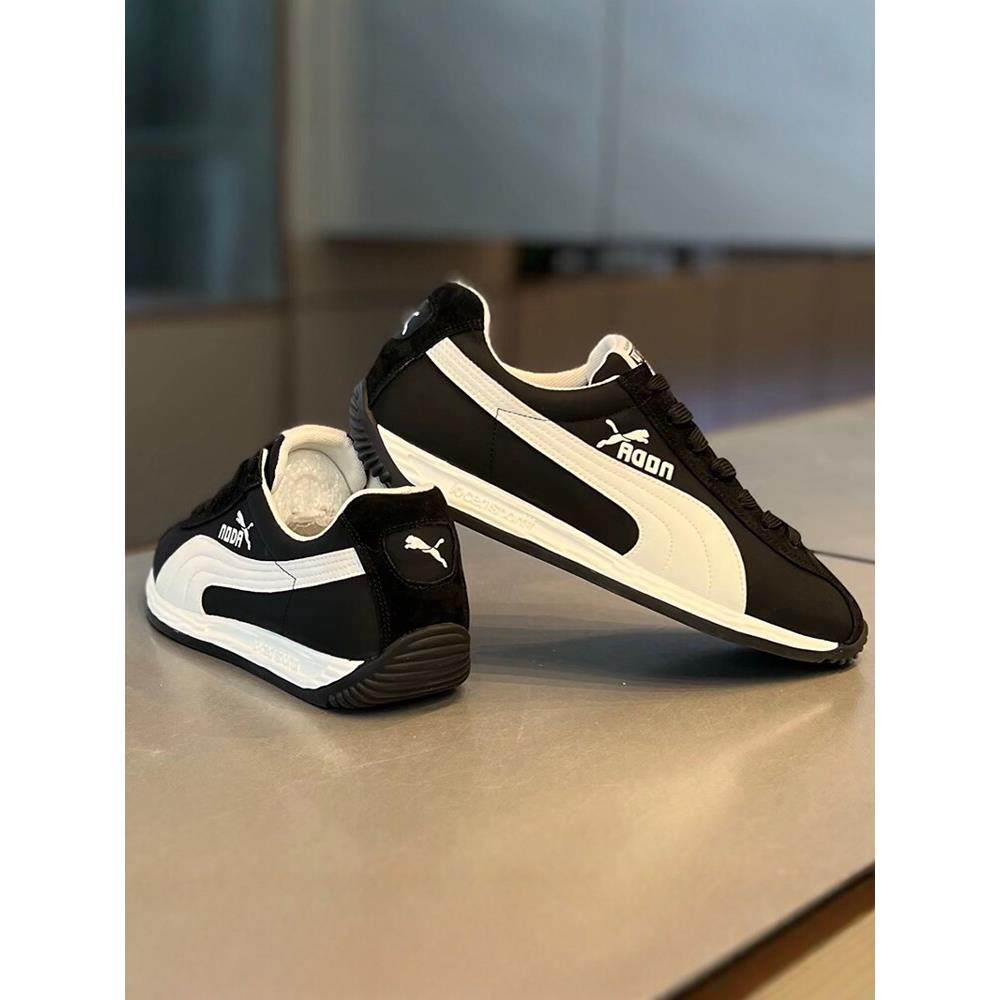 ZaSaFran！小白鞋软底皮布拼接透气系带运动潮男鞋轻便圆头休闲鞋