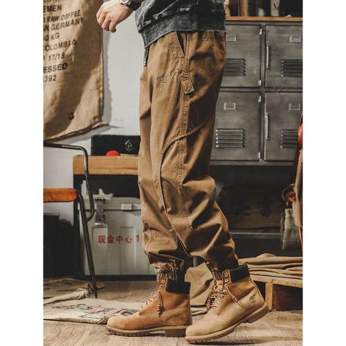 时尚品牌它与偏见美国覆古工装裤男士秋冬宽松羊毛衬里大尺寸后宫