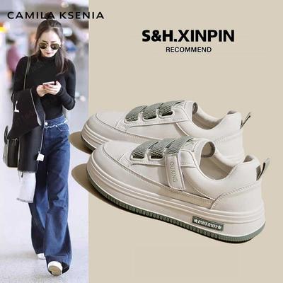 CAMILA KSENIA官方店2025年秋冬季新款小白鞋女厚底透气休闲板鞋