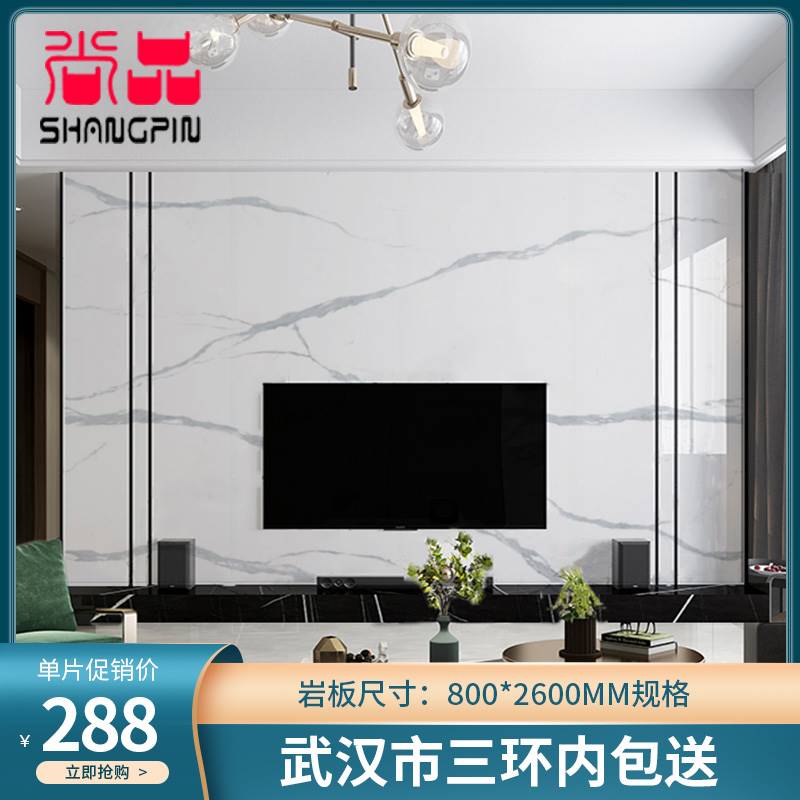 客厅电视背景墙800x2600岩板连纹大板轻奢现代简约影视墙造型