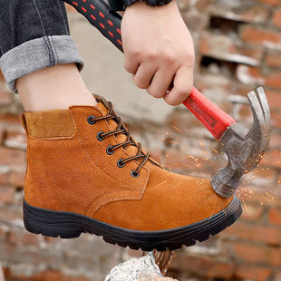 钢包头防砸牛皮劳保鞋四季男款焊工鞋防滑耐磨工地干活高低帮单鞋